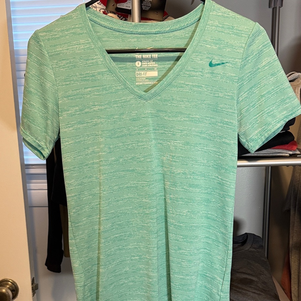 Nike Women's Mint Green V-Neck Top